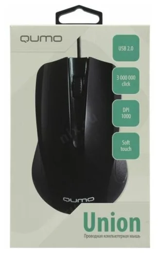 Мышь Qumo Office Union M66 <проводная/оптическая/1000dpi /3кн/1,3м/USB/104*66*39мм/черный>