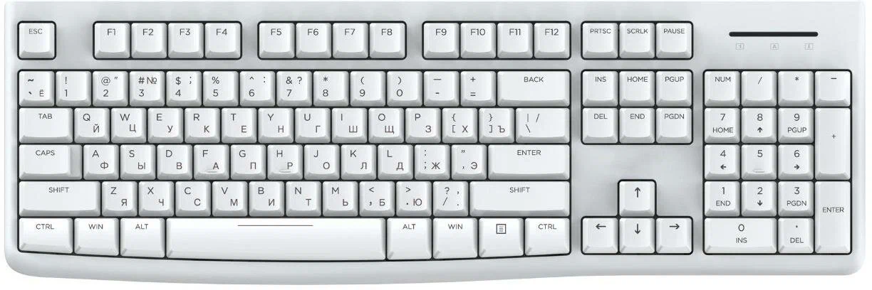 Клавиатура Dareu LK185 White <проводная USB 1.5м/классическая/104 клавиши/441x147x22мм/белый>