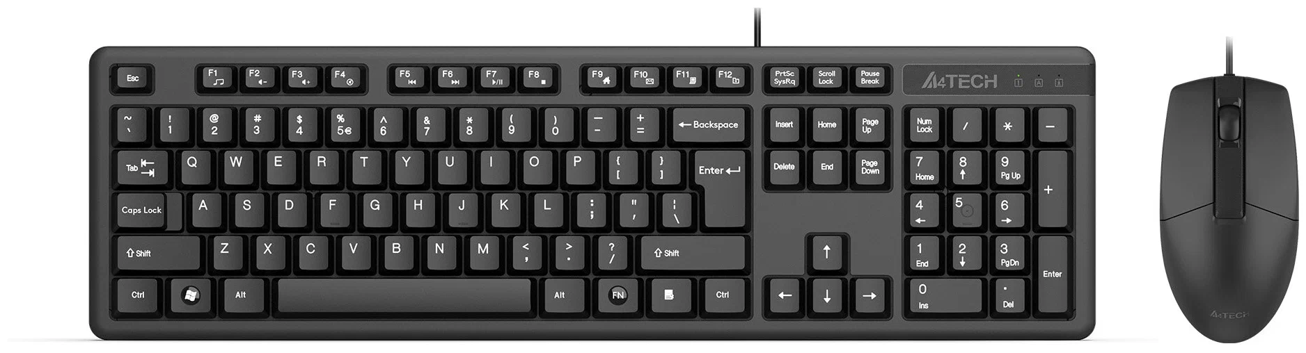 Клавиатура+мышь A4Tech KK-3330S <провод USB 1.5м/мышь 3кл 1000dpi/водозащита/черный/USB>