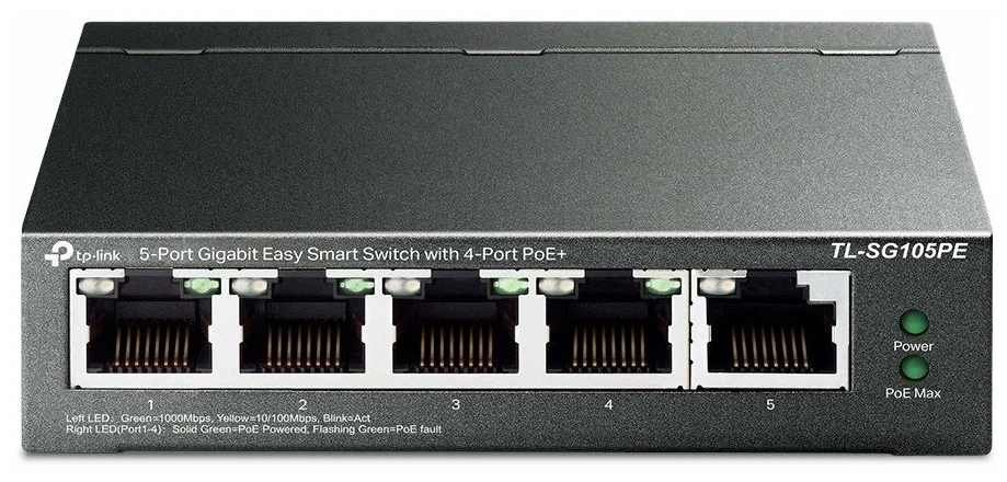 Коммутатор 5-port 1Gbit TP-Link TL-SG105PE (4xPoE+ 65W/управляемый)