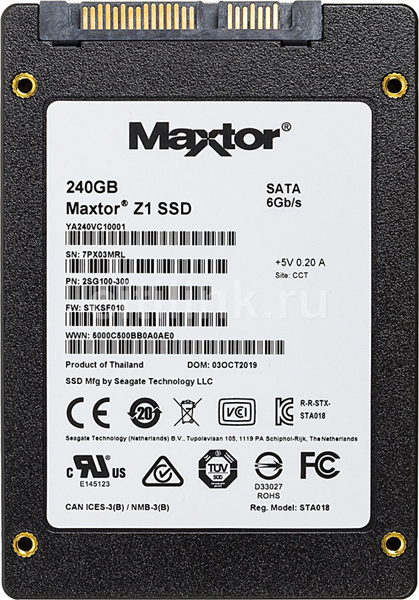 Накопитель SATA SSD 240Gb Seagate/Maxtor Z1 (2.5"/R540/W425/90TBW/YA240VC1A001)