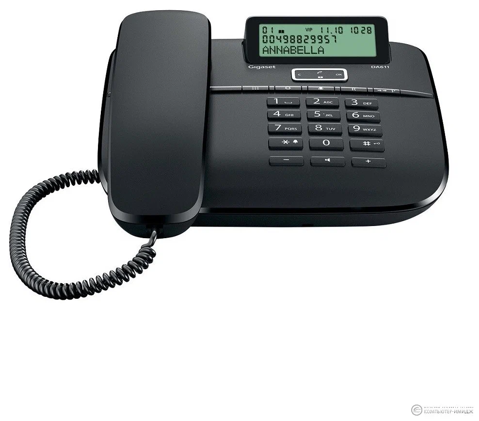 Телефон Gigaset DA611 <проводной/1линия/дисплей/справочник 100 номеров/черный>