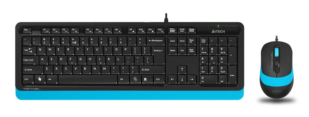 Клавиатура+мышь A4Tech Fstyler F1010 <провод/(мышь 4кл/1600dpi)/мультимед/1,5м/USB/черный-оранжевый>