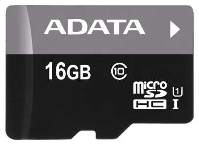 Флеш карта micro SDHC 16Gb A-Data Class 10 UHS-1 U1 R85/W25 с адаптером SD (AUSDH16GUICL10-RA1)
