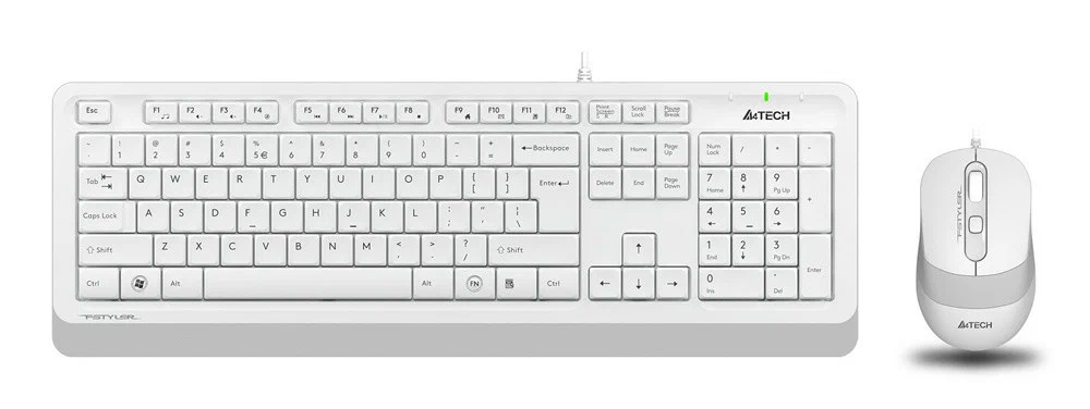 Клавиатура+мышь A4Tech Fstyler F1010 <провод/(мышь 4кл/1600dpi)/мультимед/1,5м/USB/белый-серый>