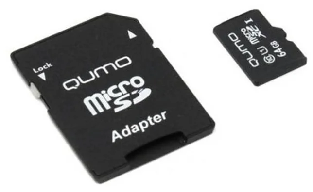 Флеш карта micro SDXC 64Gb QUMO Class 10 UHS-1 U3 Pro series с адаптером (QM64GMICSDXC10U1NA)