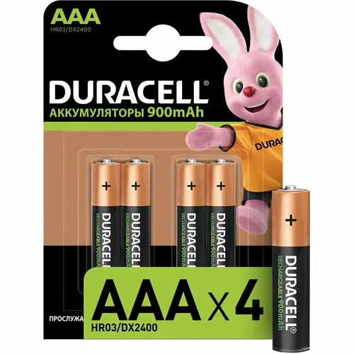 Аккумулятор Duracell AAA Rechargeable HR03-4BL <900 mAh/NiMH/4шт>