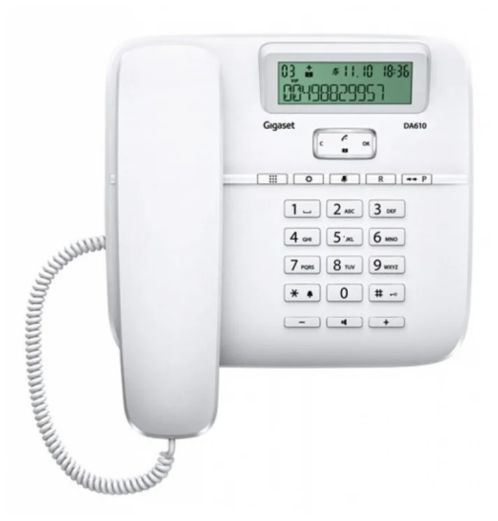 Телефон Gigaset DA611 <проводной/1линия/дисплей/справочник 100 номеров/белый>