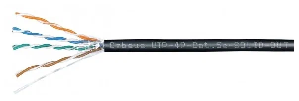 Кабель UTP, 4 пары, категория 5e, Cu/медь, LSZH, внешний, от -40° до +75°С, бухта 305м Cabeus 7172c (UTP-4P-CAT.5E-SOLID-OUT-LSZH-UV)
