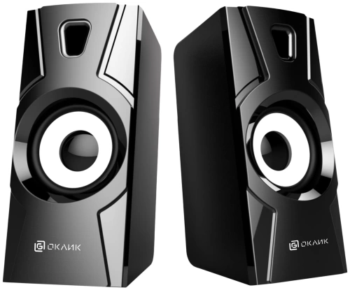 Колонки 2.0 Oklick OK-119 <6Вт (2x3Вт)RMS/100-16000Гц/питание от USB/пластик/77x171x91мм/черный>
