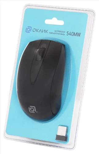 Мышь Oklick 540MW <беспроводная/оптическая/1200dpi/2кнопки/MTBF 3млн/61x110x35мм/бат.AAA/USB/черный>