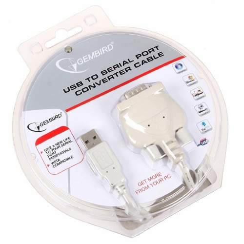 Кабель USB 2.0 -> COM Gembird UAS111 <DB9M, 1.8м> для подключения устройства с COM-портом в USB