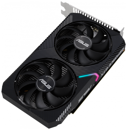 Видеокарта 4Gb GTX1650 Asus Dual Mini OC 128bit/GDDR6/DVI+HDMI+DP/75W/RTL (DUAL-GTX1650-O4GD6-MINI)