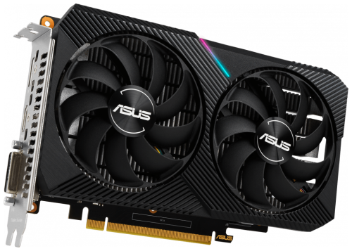 Видеокарта 4Gb GTX1650 Asus Dual Mini OC 128bit/GDDR6/DVI+HDMI+DP/75W/RTL (DUAL-GTX1650-O4GD6-MINI)