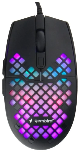Мышь игровая Gembird MG-760 <черный/3200dpi/6кн/подсветка/usb/115х62х38мм/кабель 1.8м    >