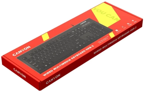 Клавиатура CANYON HKB-2 (CNS-HKB2-RU) <кабель USB 1,5м/104 клавиши slim/8 мультимедиа/тонкая/матовая/декоративная подсветка по бокам клавиатуры/черная>
