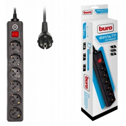 Сетевой фильтр 5,0м Buro 600SH-5-B (6 розеток/черный)