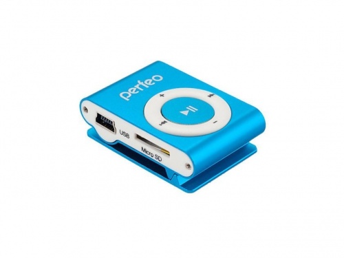 Плеер PERFEO Music Clip Titanium (Голубой/microSD(в комплект не входит))