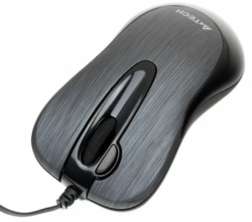 Мышь A4 N-60F-1 <1000dpi/3 кнопки+колесо/V-Track/провод- рулетка 0.9м/USB/черный>
