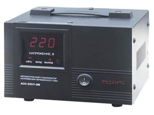 Стабилизатор Ресанта ACH-500/1-ЭМ <Электромеханич/140-260В/500ВА/0.5кВт/50-60Гц/1 розетка>