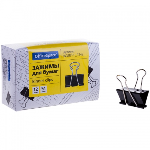 Зажим OfficeSpace, 51 мм, черный <1 шт>
