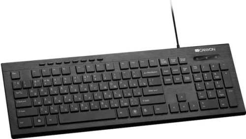 Клавиатура CANYON HKB-2 (CNS-HKB2-RU) <кабель USB 1,5м/104 клавиши slim/8 мультимедиа/тонкая/матовая/декоративная подсветка по бокам клавиатуры/черная>
