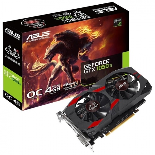 Видеокарта 4Gb GTX1050Ti Asus Cerberus 128bit/GDDR5/DVI-D/HDMI/DP/75W/RTL (CERBERUS-GTX1050TI-O4G)