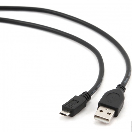 Кабель microUSB - USB2.0 соединитель 1м,позолоч.контакты,экран,черный,Gembird (CCP-mUSB2-AMBM-1M)