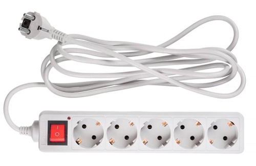 Сетевой фильтр 3,0м Buro 500SL-3-G (5 розеток) серый (пакет ПЭ)