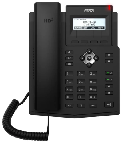 Телефон VoIP Fanvil X1SP (SIP/2 линии/LCD(128x48)/2xRJ45/2xRJ9/PoE) БП 220V в комплекте
