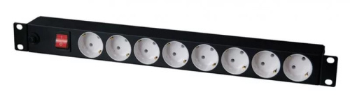 Блок электрич. розеток 19" на 8 гнезд, без шнура питания, 10А, металлический корпус (TLK-RS08M1N-BK)