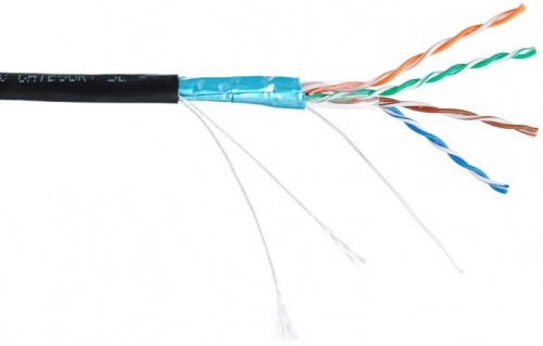 Кабель F/UTP, 4 пары, категория 5e, Cu/медь, для внеш. прокладки, бухта 100м Netlan (EC-UF004-5E-PE-BK-1)