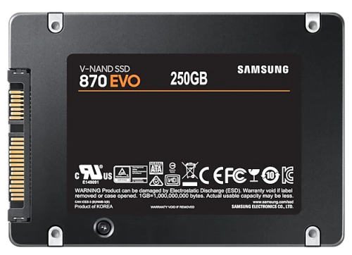 Накопитель SATA SSD 250Gb Samsung 870 EVO (2.5"/R560/W530/88-98kIOPS/MZ-77E250BW)