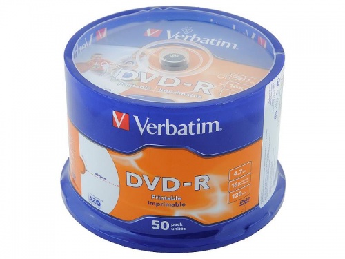 Диск DVD-R Verbatim 43793 4.7Gb 16x Bulk (50шт) Printable