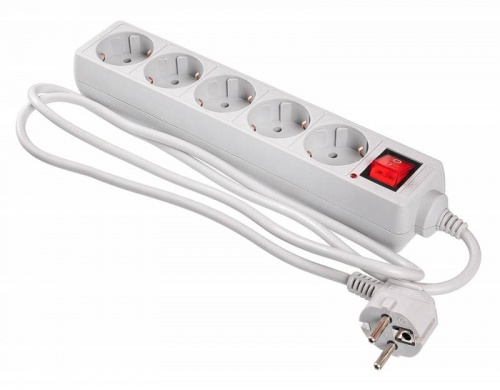 Сетевой фильтр 1,5м Buro 500SL-1.5-G (5 розеток), серый (пакет ПЭ)