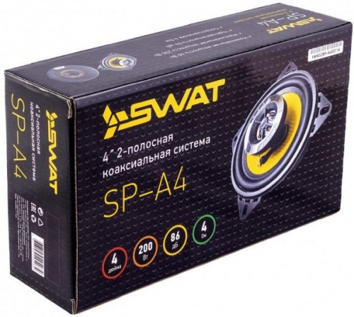 Колонки автомобильные Swat SP-A4 200Вт 86дБ 4Ом 10см (4дюйм) (ком.:2кол.) коаксиал (плохая упаковка)
