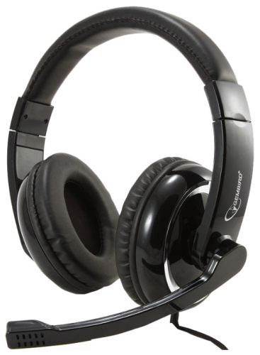 Гарнитура Gembird MHS-800 (закрытые, микрофон/20Гц-20кГц/1.8м/регулятор громкости/черный)