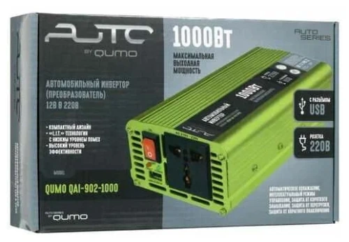Автомобильный инвертор/преобразователь QUMO QAI-902-1000 (12V/600-1000W/USB)