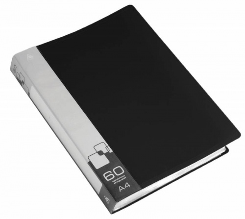 Папка Бюрократ 60 файлов А4 черная BPV60BLCK