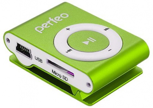Плеер PERFEO Music Clip Titanium (Зеленый/microSD(в комплект не входит))