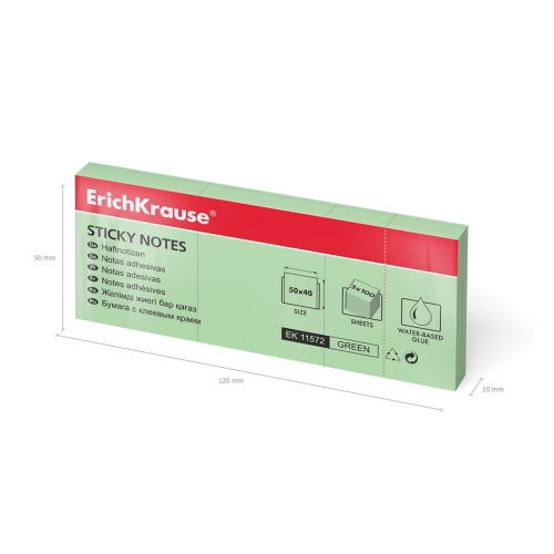Липкий блок Erich Krause 40*50мм, 300 листов, зеленый (11572)