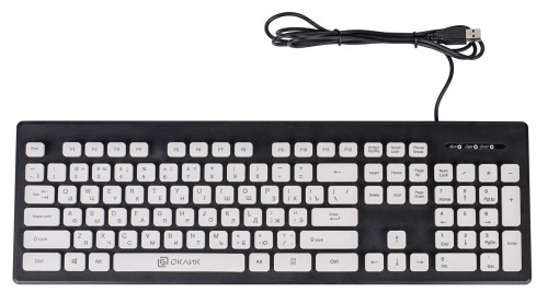 Клавиатура Oklick 580M <черный/белый/классическая/104кл/1,5М/USB>