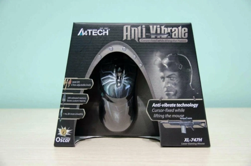 Мышь A4 XL-747H Spider Oscar Editor <лазерная/600-3600dpi/7 кнопок/3x Click/голубой/игровая/USB>