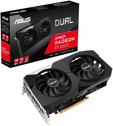 Видеокарта 8Gb RX6600 Asus Dual 128bit/GDDR6/HDMI+3xDP/8pin/RTL (DUAL-RX6600-8G)