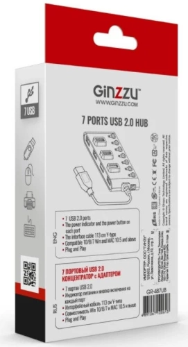 USB концентратор Ginzzu GR-487UB <7xUSB2.0> USB концентратор Ginzzu GR-487UB <7xUSB2.0>