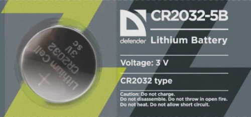 Батарейка CR2032 Defender (CR2032-BL5) (в блистере 5шт/в коробке 100шт) цена за 1шт Батарейка CR2032 Defender (CR2032-BL5) (в блистере 5шт/в коробке 100шт) цена за 1шт