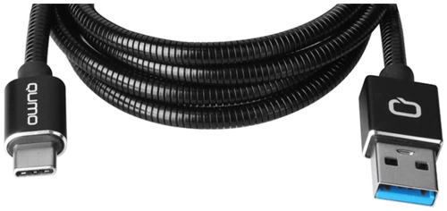 Кабель Qumo USB-Type C, 1m 2A 18Вт нейлон темно-серый (22475)