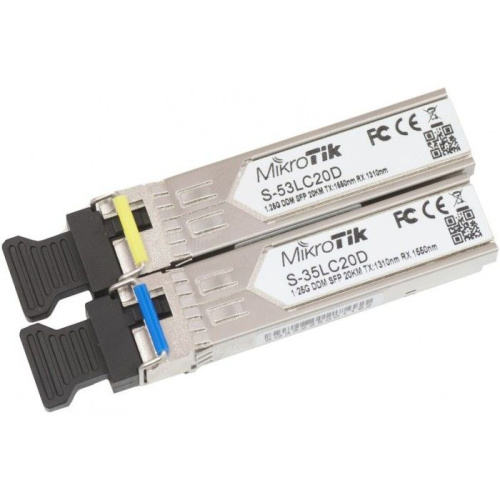 Трансивер SFP Mikrotik S-3553LC20D 2шт (Single Mode/LC/20 км/(1310/1550)нм/1.25Gbit)