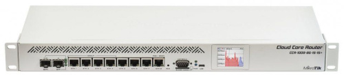 Мартшрутизатор 8-port Mikrotik CCR1009-8G-1S-1S+ <8x1Gbit/1xSFP/1xSFP+/microUSB/RS232/-20..+60°C/RouterOS v6 (64bit) level 6/2Gb DDR3/ CPU Tilera TILE-Gx8009(9x1.2GHz)> возможность питания от PoE