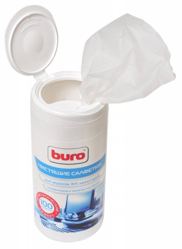 Салфетки влажные чистящие Buro BU-Tscreen для экранов и оптики, туба 100 шт